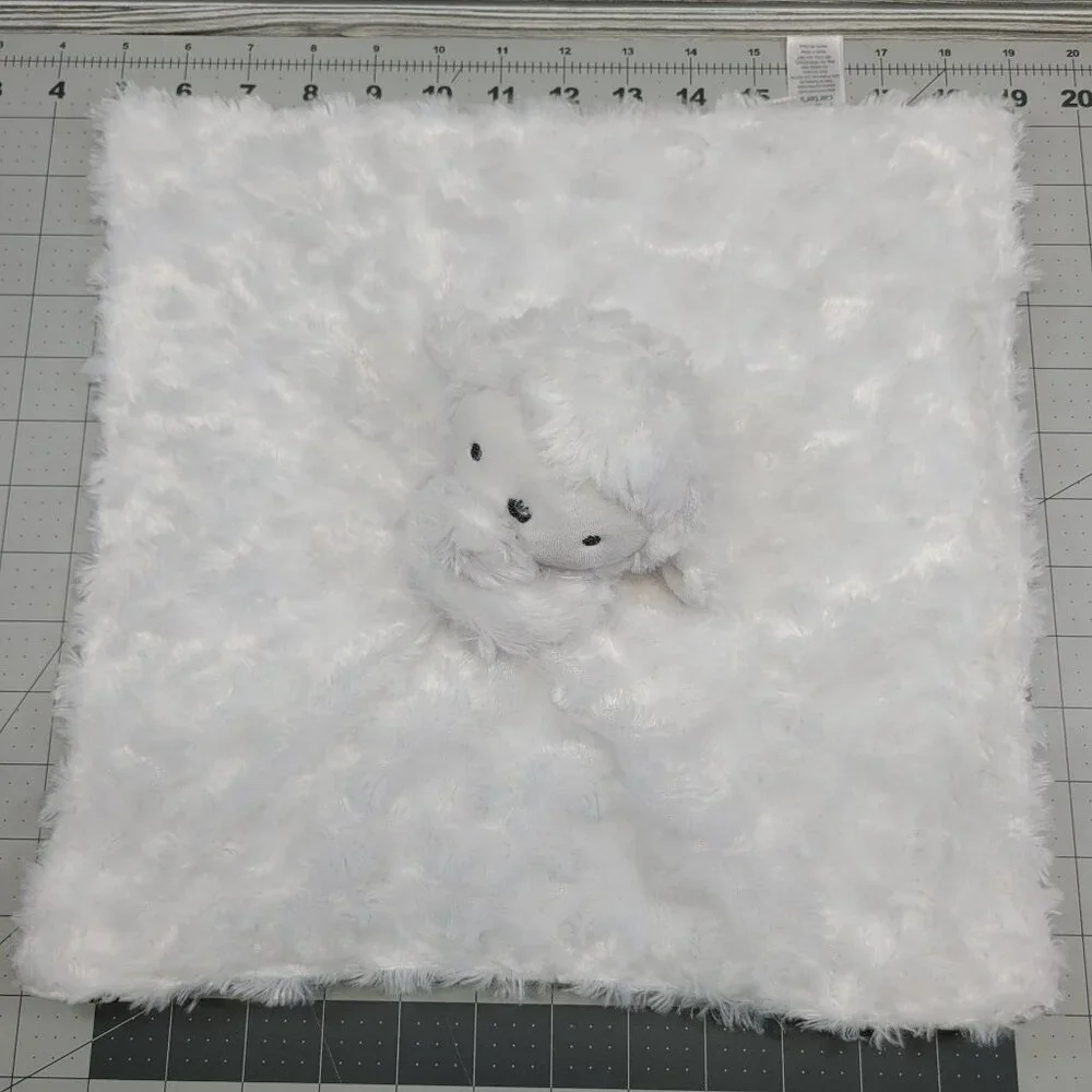 Just One You By Carters Lamb Lovey Baby Security‎ Blanket White Fur Swirl Stars